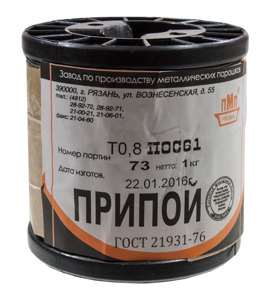 Припой ПОС61 ТР 0.8мм катушка 1кг Припой ПОС61 ТР 0.8мм катушка 1кг