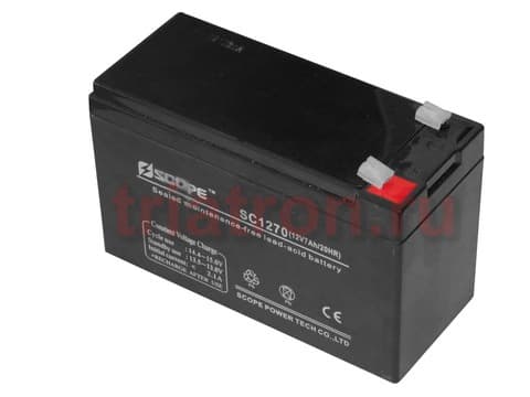 12V, 7Ah SC-1270 151х65х95мм свинцово-кислотный аккумулятор