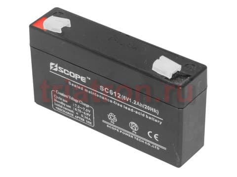 6V, 1.2Ah SC-612 97х24х52мм свинцово-кислотный аккумулятор