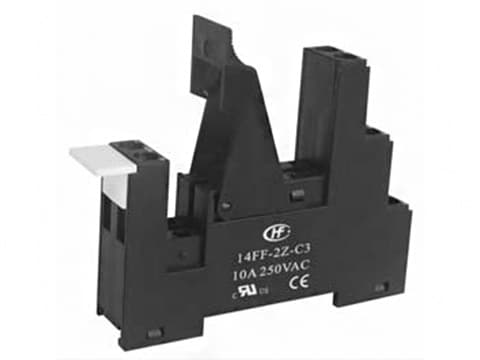 14FF-2Z-C3-1 (h=16mm) для реле HF-115F, NT75, панель для реле на дин-рейку, HONGFA 14FF-2Z-C3-1 (h=16mm) для реле HF-115F, NT75, панель для реле на дин-рейку, HONGFA