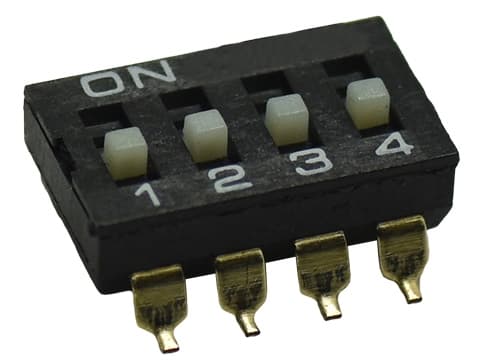 SWD4- 4 (DT-04L) (SNDP127B-04P-G00), для SMD-монтажа, с выступающим движком, Shainor SWD4- 4 (DT-04L) (SNDP127B-04P-G00), для SMD-монтажа, с выступающим движком, Shainor