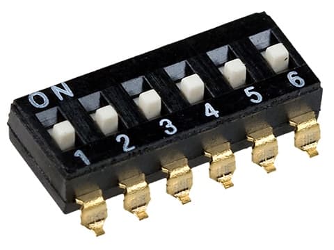 SWD4- 6 (DT-06L) (SDMX-6-X) (SNDP127B-06P-G00), для SMD-монтажа, с выступающим движком, Shainor SWD4- 6 (DT-06L) (SDMX-6-X) (SNDP127B-06P-G00), для SMD-монтажа, с выступающим движком, Shainor
