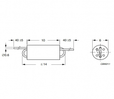WBC windband choke on wire WBC2.5/R-3S4-Z Ferroxcube