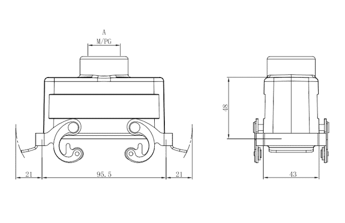 Сверхпрочный корпус разъема S16B-CC-2L.M-PG21 SUPU Сверхпрочный корпус разъема S16B-CC-2L.M-PG21 SUPU