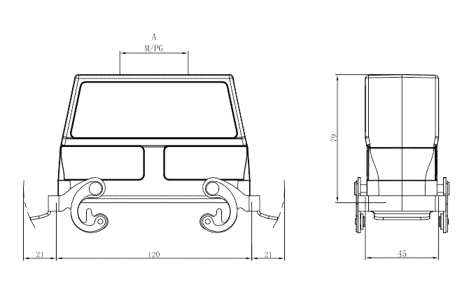 Сверхпрочный корпус разъема S24B-CCH-2L.M-PG21 SUPU Сверхпрочный корпус разъема S24B-CCH-2L.M-PG21 SUPU