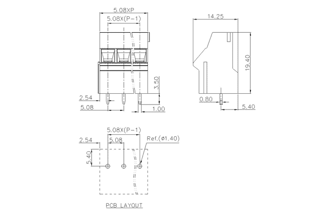 Клеммник на печатную плату MC-TF5.08C14C-0001 SUPU