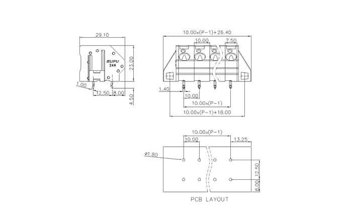 Клеммник на печатную плату 246311-020 SUPU