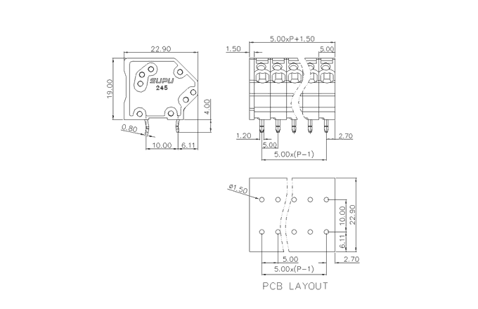 Клеммник на печатную плату 245213 SUPU