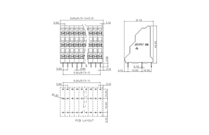 Клеммник на печатную плату 258221 SUPU