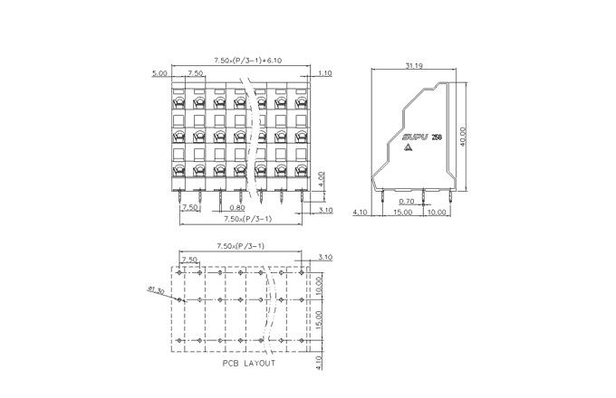Клеммник на печатную плату 258323 SUPU