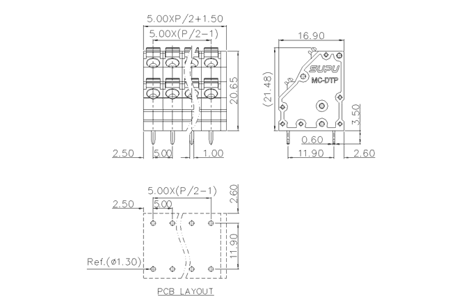 Клеммник на печатную плату MC-DTP5.0A46P-BK-0001 SUPU