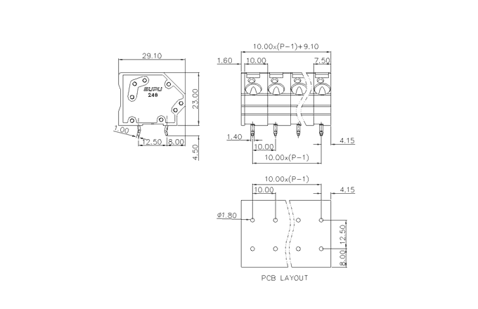Клеммник на печатную плату 246414 SUPU Клеммник на печатную плату 246414 SUPU