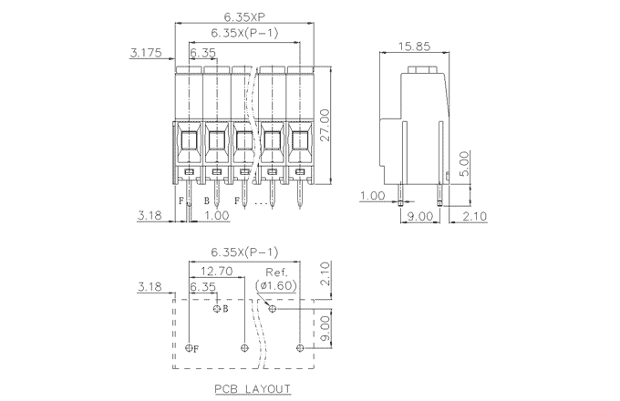 Клеммник на печатную плату MC-TH-F6.35H03C-0001 SUPU