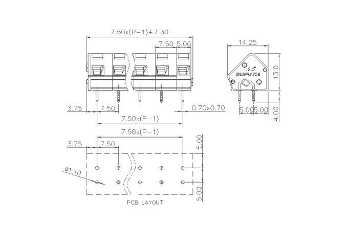 Клеммник на печатную плату 256807 SUPU Клеммник на печатную плату 256807 SUPU