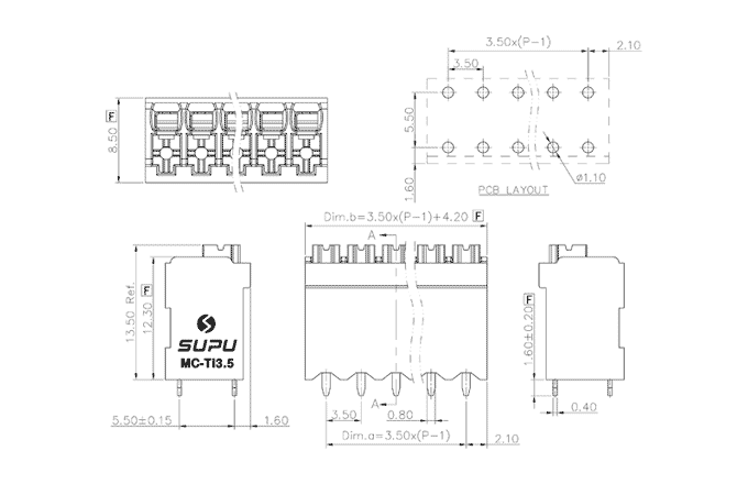Клеммник на печатную плату MC-TI3.5V10P-BK-1600 SUPU