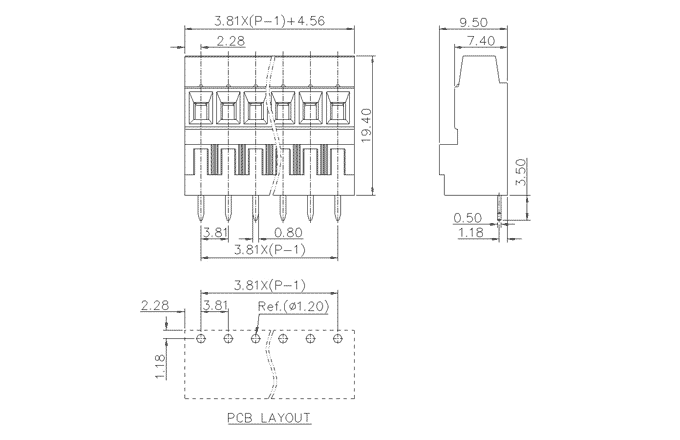 Клеммник на печатную плату MC-TEH3.81H16C-0001 SUPU