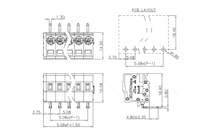 Клеммник на печатную плату 458451 SUPU