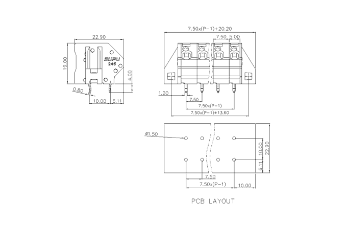 Клеммник на печатную плату 245319-020 SUPU