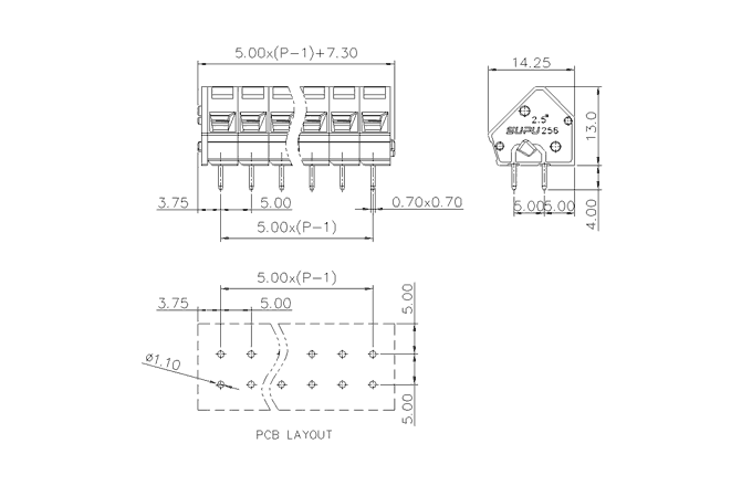 Клеммник на печатную плату 256706 SUPU Клеммник на печатную плату 256706 SUPU