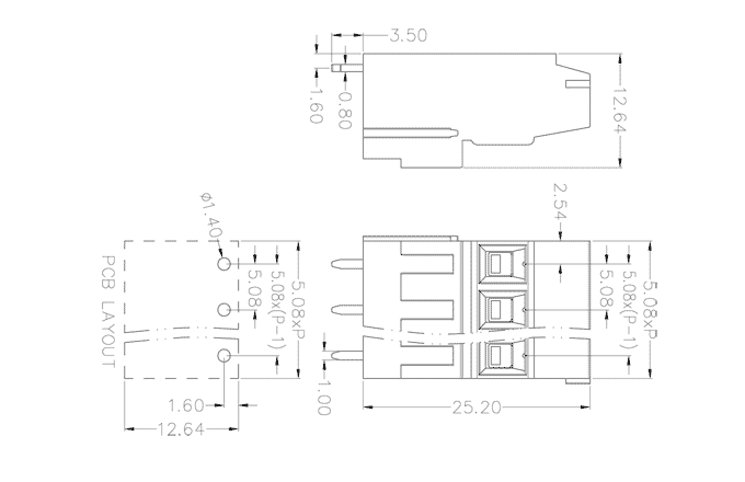 Клеммник на печатную плату MC-TDH5.08H10C SUPU