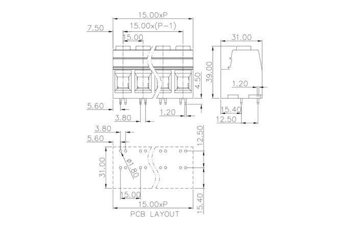 Клеммник на печатную плату MC-TK15H03C-0001 SUPU