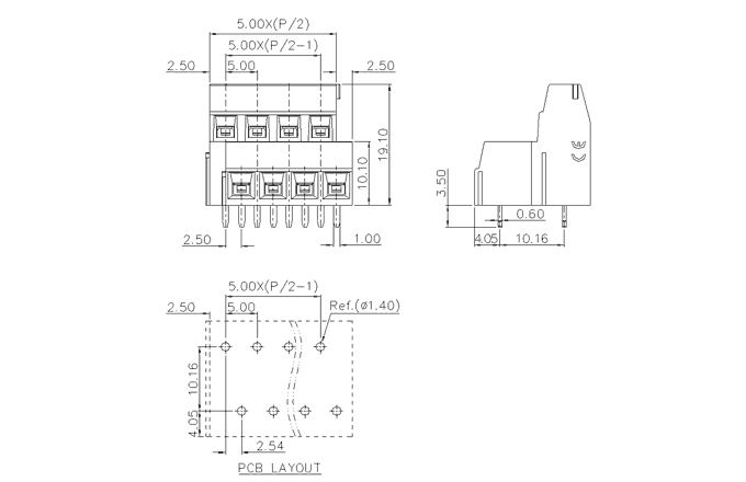 Клеммник на печатную плату MC-DTE5.0H40C-0001 SUPU