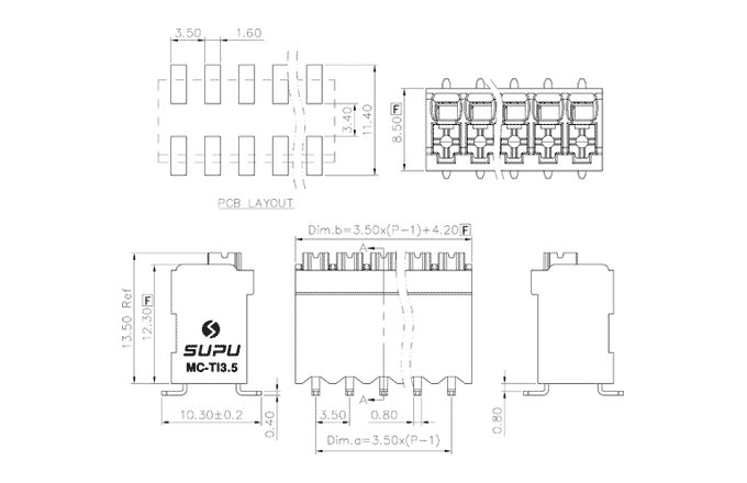 Клеммник на печатную плату MC-TI3.5V07P-BK-0001-SMT SUPU Клеммник на печатную плату MC-TI3.5V07P-BK-0001-SMT SUPU