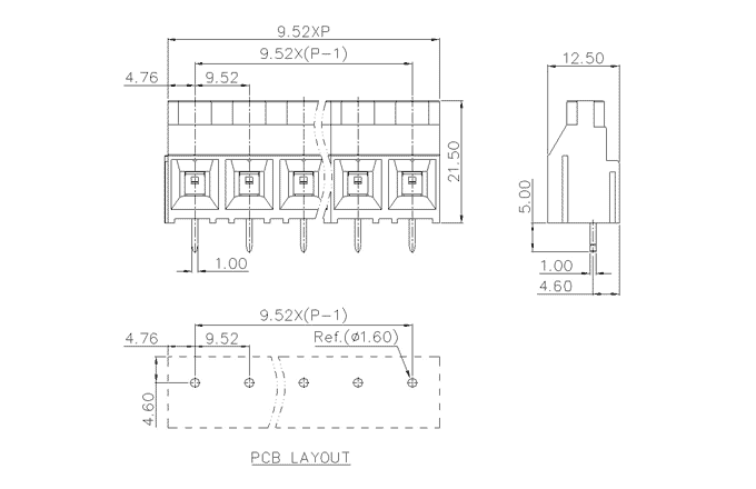 Клеммник на печатную плату MC-TG9.52H12C-0001 SUPU