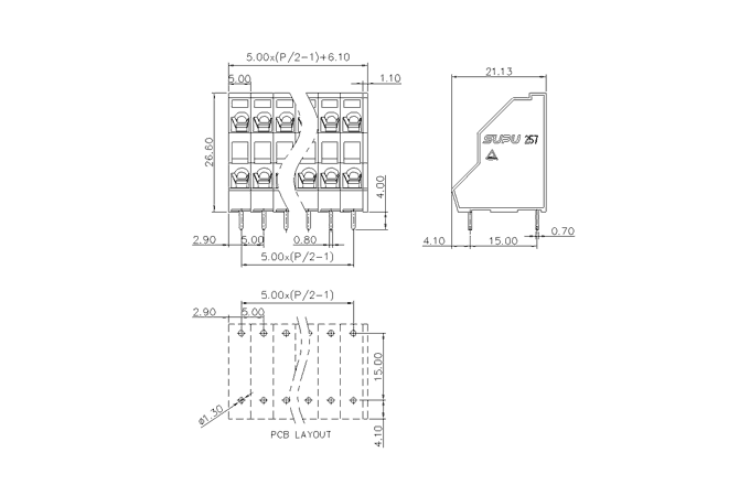 Клеммник на печатную плату 257224 SUPU