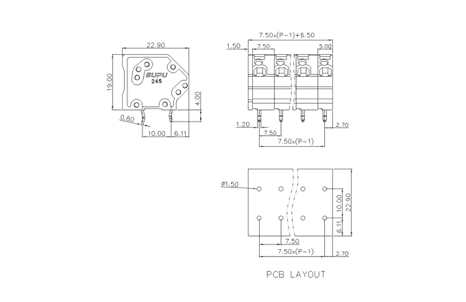 Клеммник на печатную плату 245309 SUPU