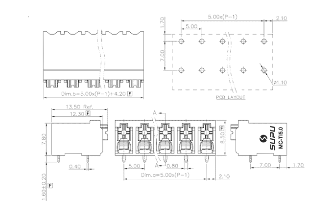 Клеммник на печатную плату MC-TI5.0H11P-BK-1600 SUPU