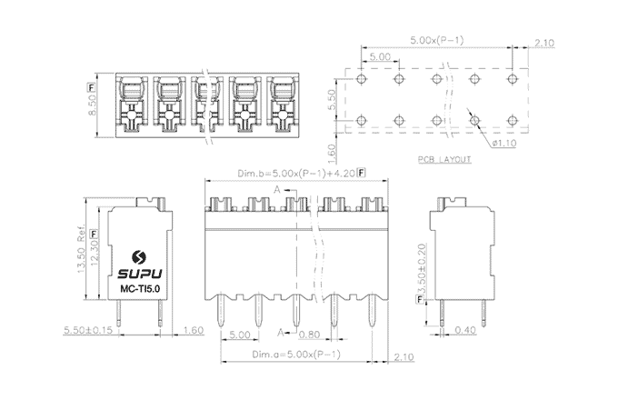 Клеммник на печатную плату MC-TI5.0V23P-BK-0001 SUPU