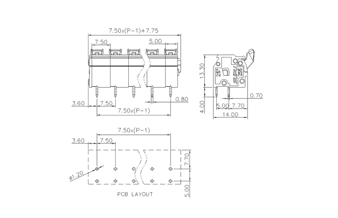 Клеммник на печатную плату 255504 SUPU