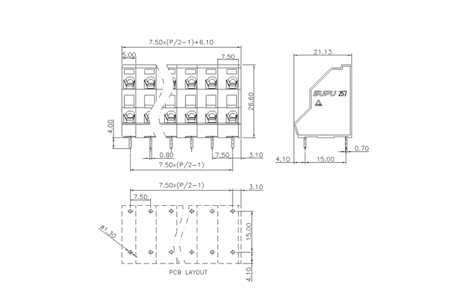Клеммник на печатную плату 257313 SUPU