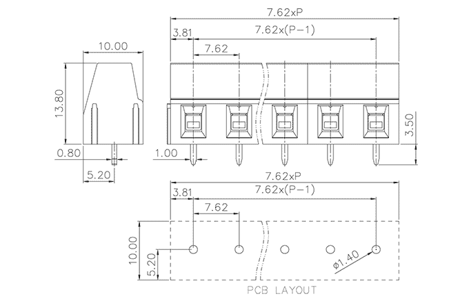 Клеммник на печатную плату MC-TD7.62H04C-0001 SUPU