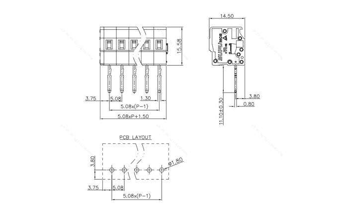 Клеммник на печатную плату 458468 SUPU