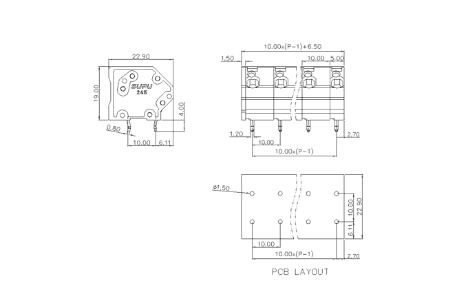 Клеммник на печатную плату 245424 SUPU