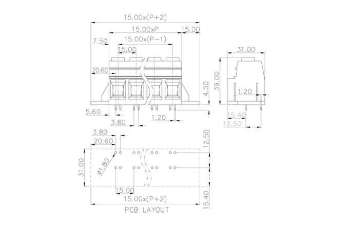Клеммник на печатную плату MC-TK15H01C-B-0001 SUPU