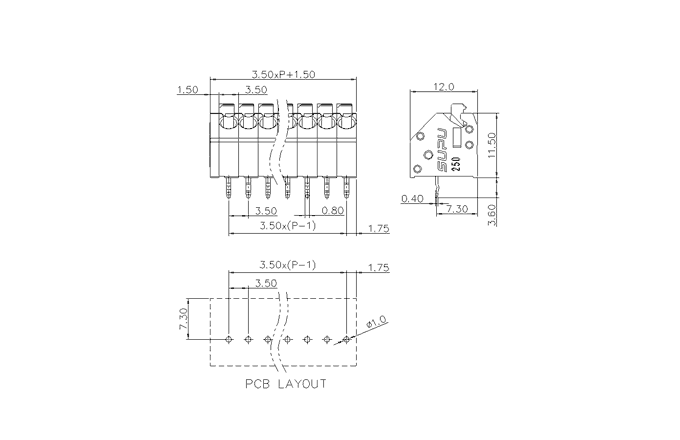 Клеммник на печатную плату 250123 SUPU Клеммник на печатную плату 250123 SUPU